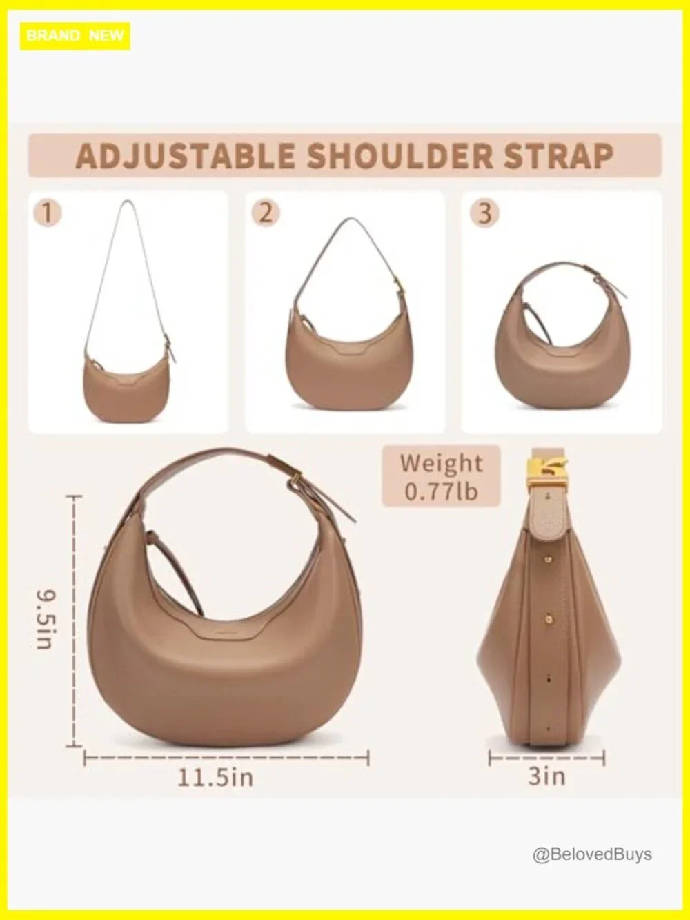 Trendy Crescent Shoulder Bag Crossbody Hobo Purse Vegan Leather Clutch Handbag